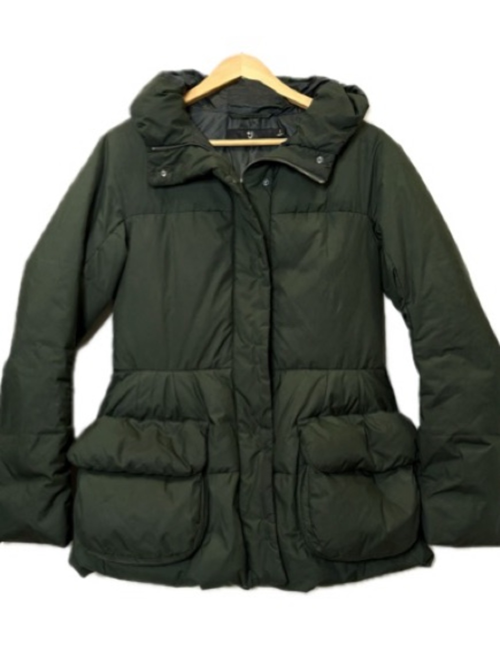 Uniqlo X Jil Sander Dark Green Hooded Hybrid Down Puffer Jacket Women Size Small